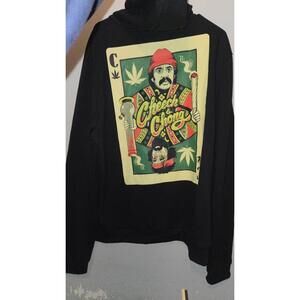CHEECH & CHONG PREMIUM GARAGE PLAYING CARD BLACK HOODIE MENS SIZE 2XL NEW 🔥